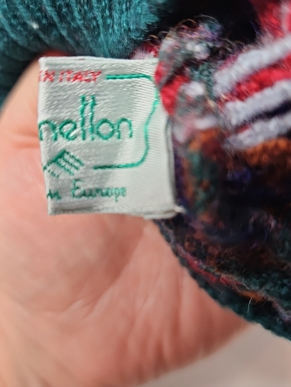 Vintage Benetton Womens XS- S Multi-Color Patterned Half-Zip Sweater - Picture 5 of 11
